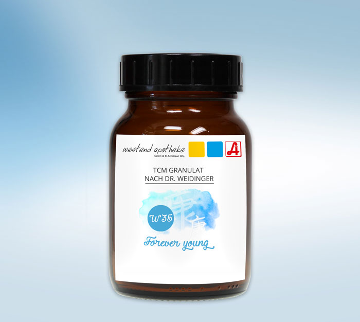 100g Weidinger Mischung W35 "Forever young" in einem braunen Glastiegel