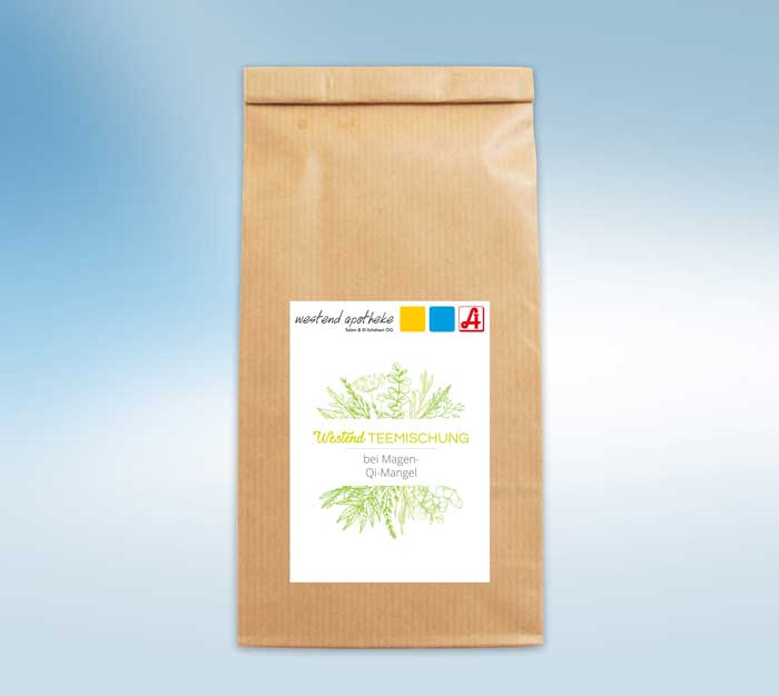 Westend Teemischung bei Magen-Qi-Mangel in einem Teesäckchen