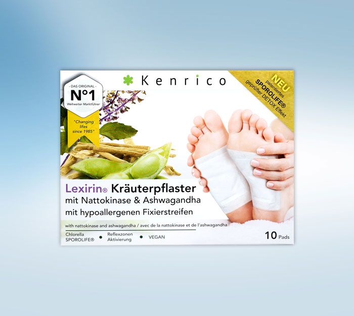 Kenrico Kräuterpflaster Lexirin mit Nattokinase und Ashwagandha 10 Stück Vorderseite
