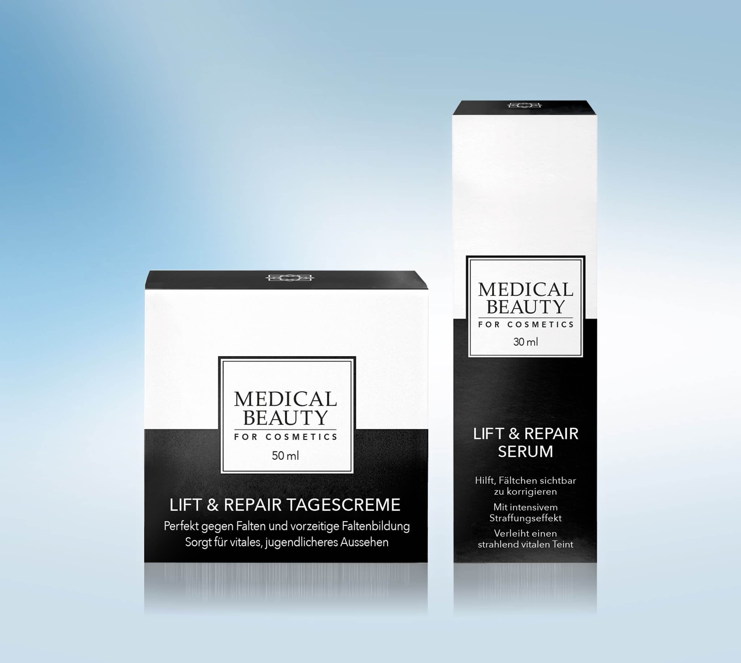 Pflegeset von Medical Beauty for Cosmetics mit Lift&Repair Serum und Lift&Repair Tagescreme